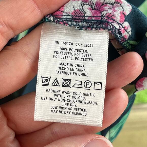 Anthropologie HD In Paris Green And Pink Floral Blouse Size 0 - Picture 5 of 6